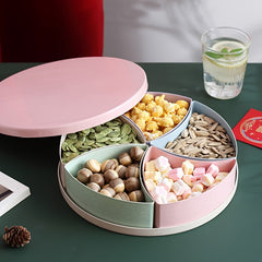 Straw Dried Fruit Tray Candy Box with Lid Snack Tray Desk Organizer