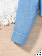 Baby Girls Denim Shirt Cardigan Polka Dot Dress Set