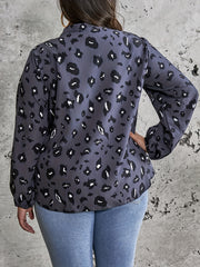 Leopard Print Long Sleeve V Neck Top