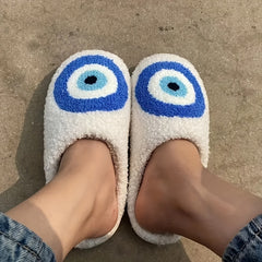 Women's Plush Eye Slippers Fluffy Warm & Cozy Slip On Shoes