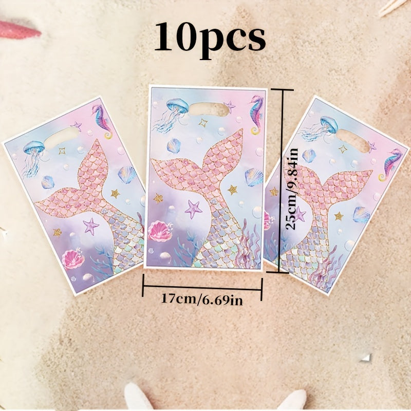 10pcs Pink Mermaid Fish Tail Party Bags