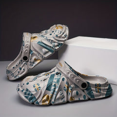 Men's Flag Graphic Print Clog Sandals Strap Casual Outdoor Walking Shoes