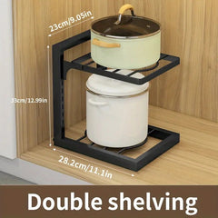 Adjustable Pot and Pan Storage Box Tier Organizer for Kitchen