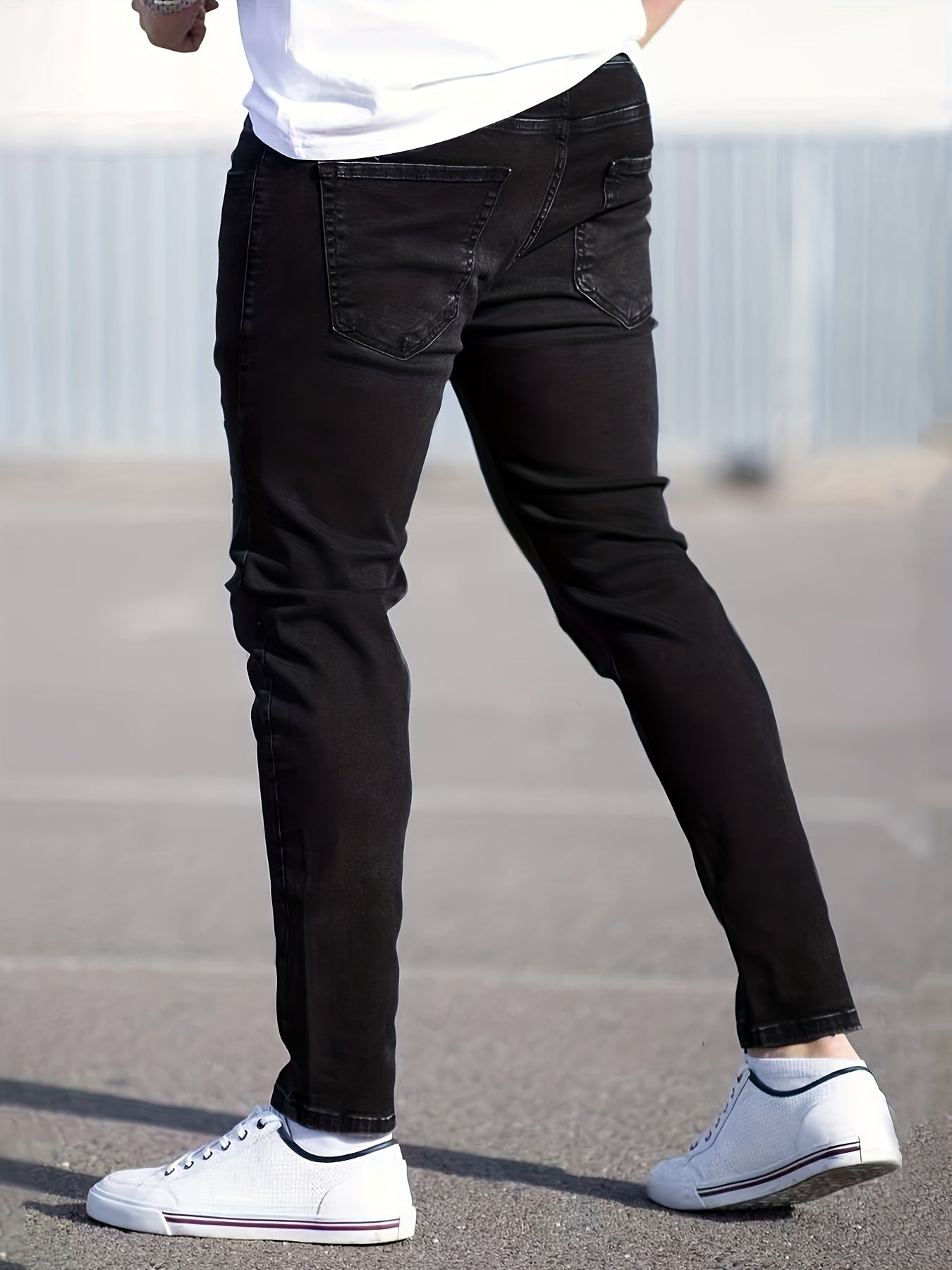 Men's Stretch Skinny Jeans w/ Pockets Casual Street Style