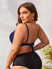 Sexy Bikini Top Women's Plus Solid Twist Front Backless Slight Stretch
