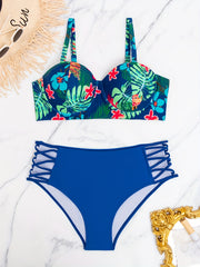 Tropical Print Bra & Panty Swimsuit Set