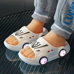 Cartoon Car Open Toe Slippers for Baby Boys Non Slip Lightweight Slipper