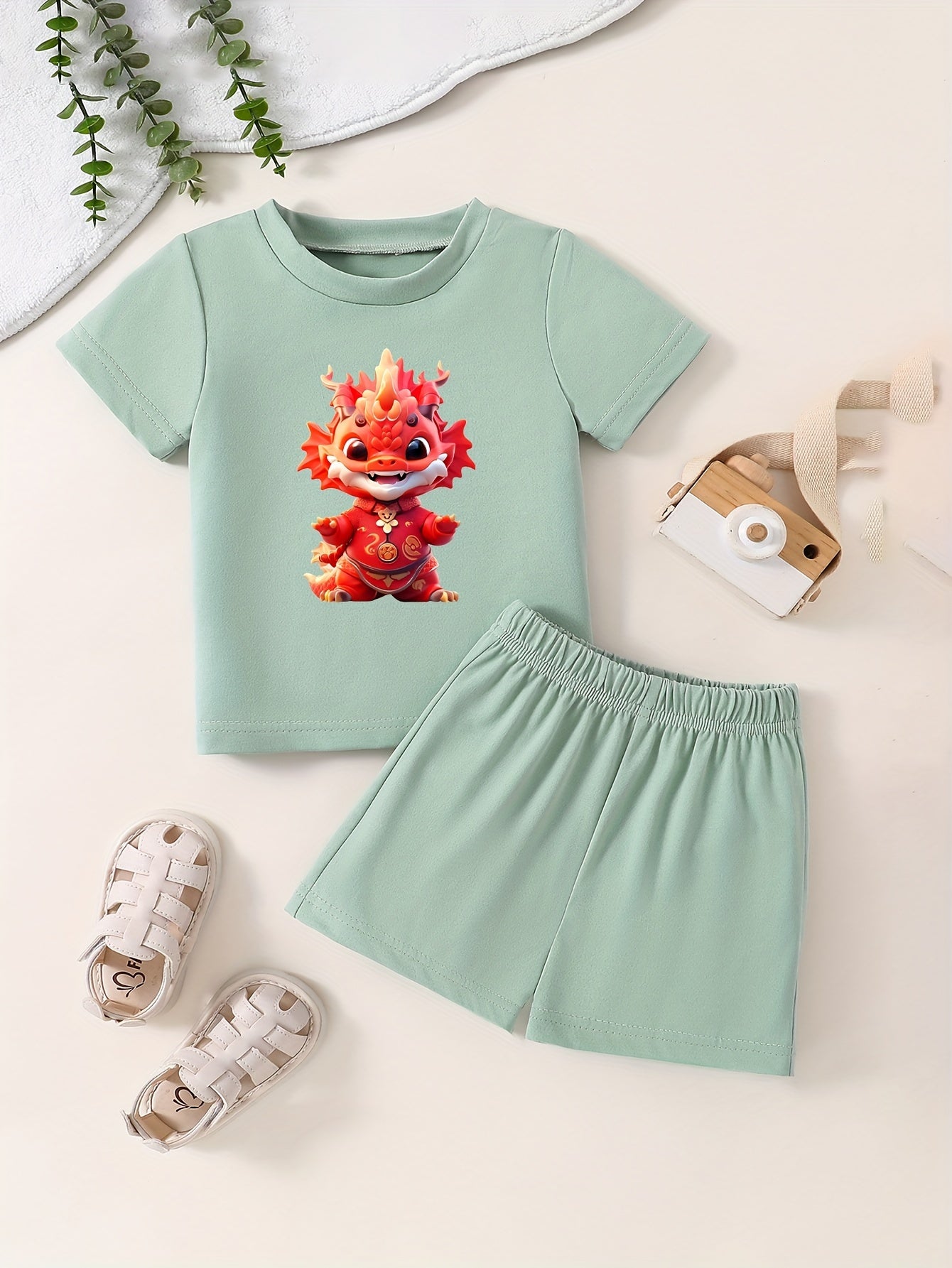 Toddler Kid 2pcs Bottoming Set Short Sleeve T shirt & Matching Shorts