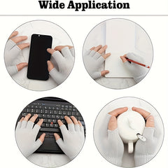 2pairs Men's Winter Fingerless Gloves Knitted Typing Half Finger Gloves