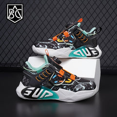 Boys Basketball Shoes, Lightweight Sneakers with Rotating Button