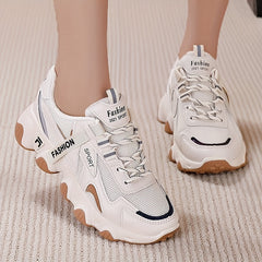 Women's Mesh Platform Sneakers Lace Up Running Shoes