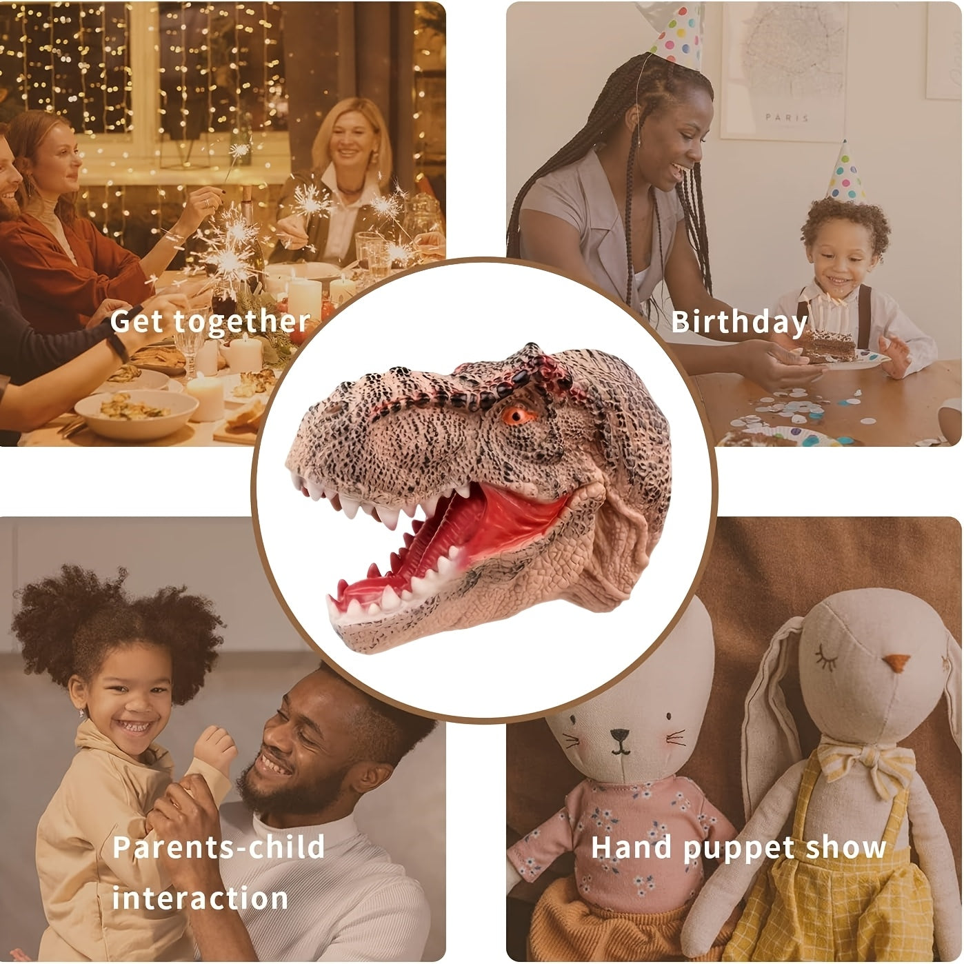 Large Dino Hand Puppets: Funny & Scared Dino Heads for Role Play