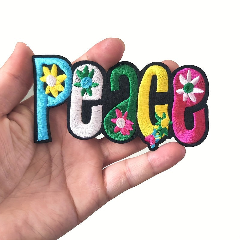 1pc PEACE Letter Patches Embroidered Fabric Patch Iron On Sew On Clothing