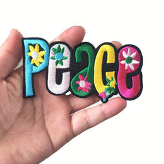 1pc PEACE Letter Patches Embroidered Fabric Patch Iron On Sew On Clothing