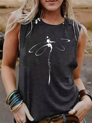 Dragonfly Print Tank Top Casual Sleeveless Loose Fit Women's Clothing