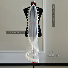 Bridal Veil Pearl Lace Trim Nylon Wedding Accessory M98