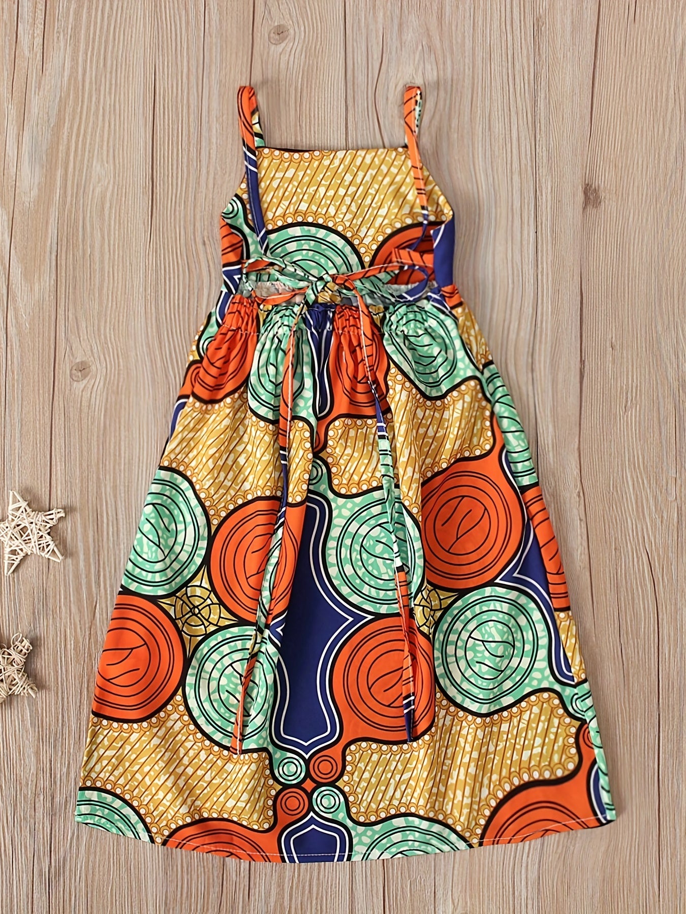 Abstract Graphic Backless Cami Princess Dress For Party Beach Vacation