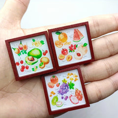 Dollhouse Picture Albums Wooden Frame Paper Paintings Set