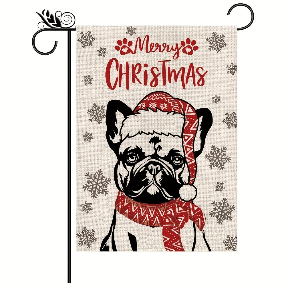 Christmas Garden Flag French Bulldog with Scarf Xmas Decoration