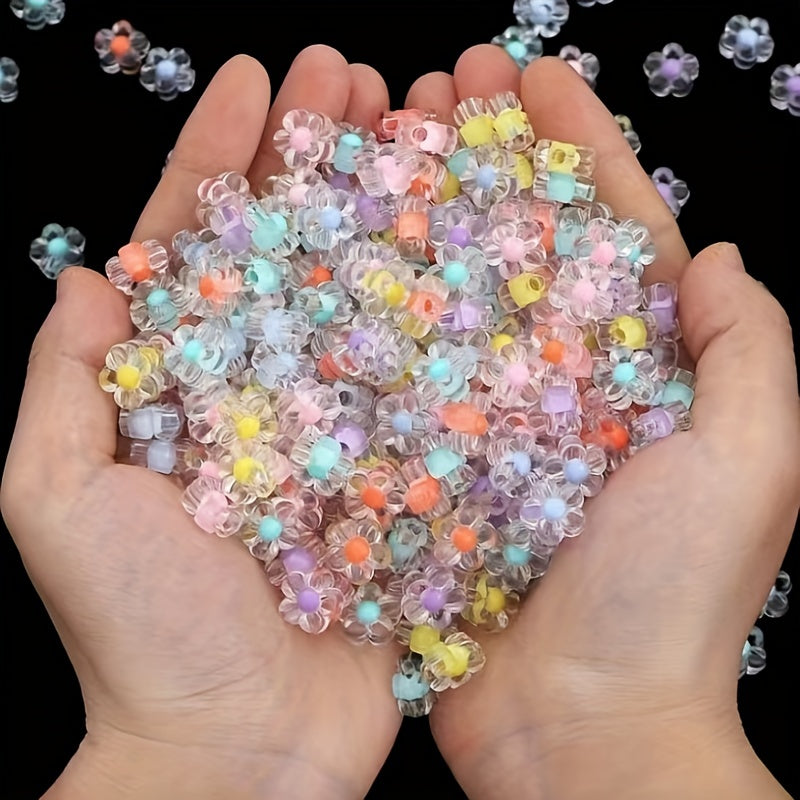 50pcs Transparent Acrylic Flower Beads for DIY Jewelry Making