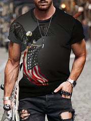 Men's 3D American Flag Eagle T shirt Active Top for Outdoor
