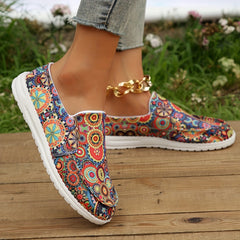 Women's Colorful Circle Print Slip-On Sneakers Low Flat Shoes