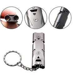 Dual Tube Survival Whistle Portable Safety Whistle SOS Keychain