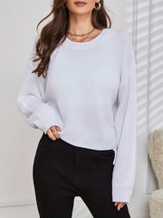 Casual Crew Neck Long Sleeve Sweater Women's Clothing
