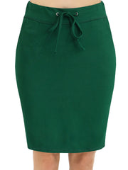 Stretchy Drawstring Pencil Skirt with Pockets - High Waist