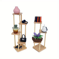 3 Tier Wooden Display Stand for Dollhouse Furniture