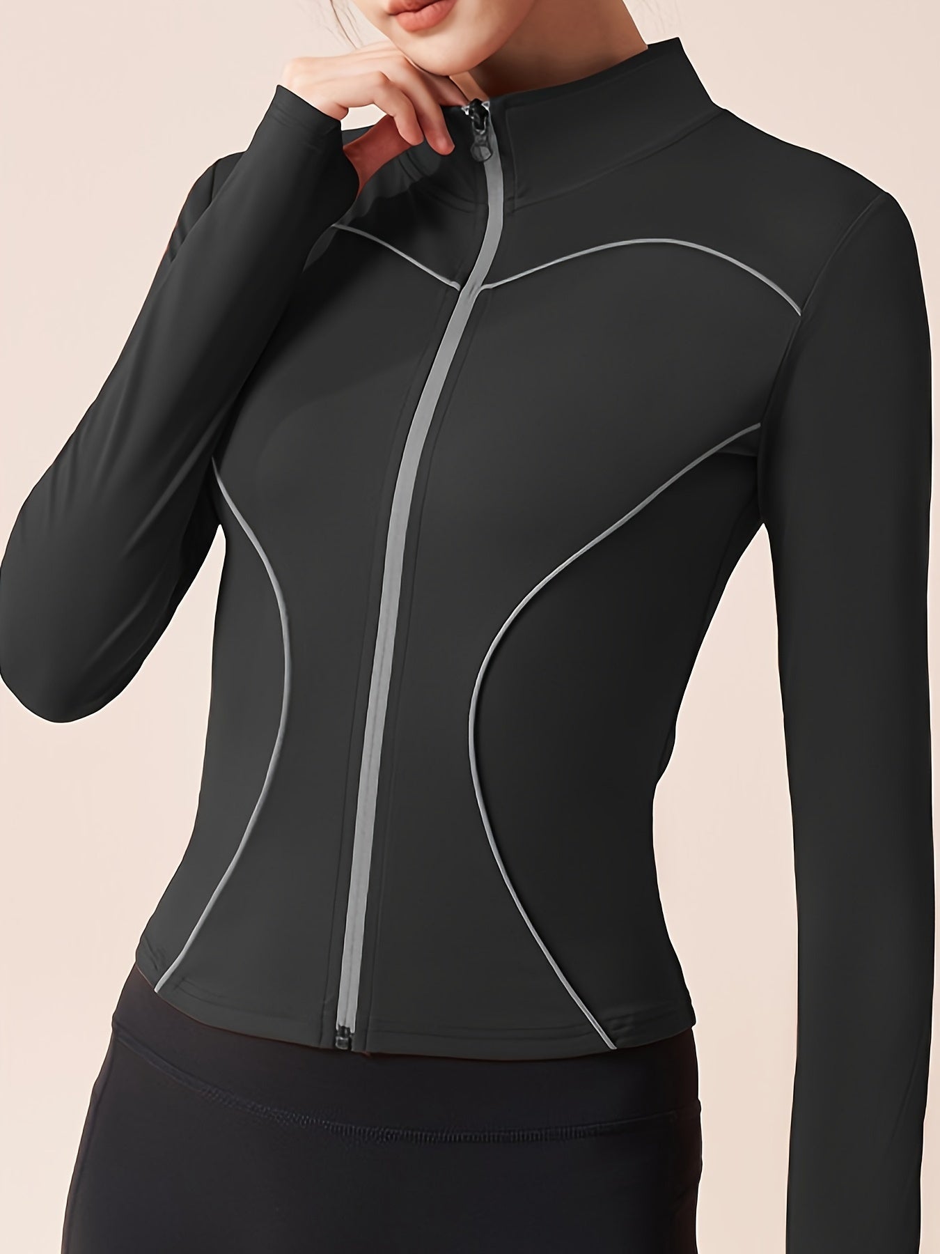 Girls Reflective Fleece Zip Up Yoga Jacket for Fall Winter