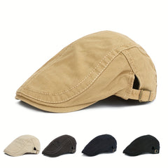 Men's Newsboy Hat Retro Forward Hat Casual Beret Solid Big Brother Hat