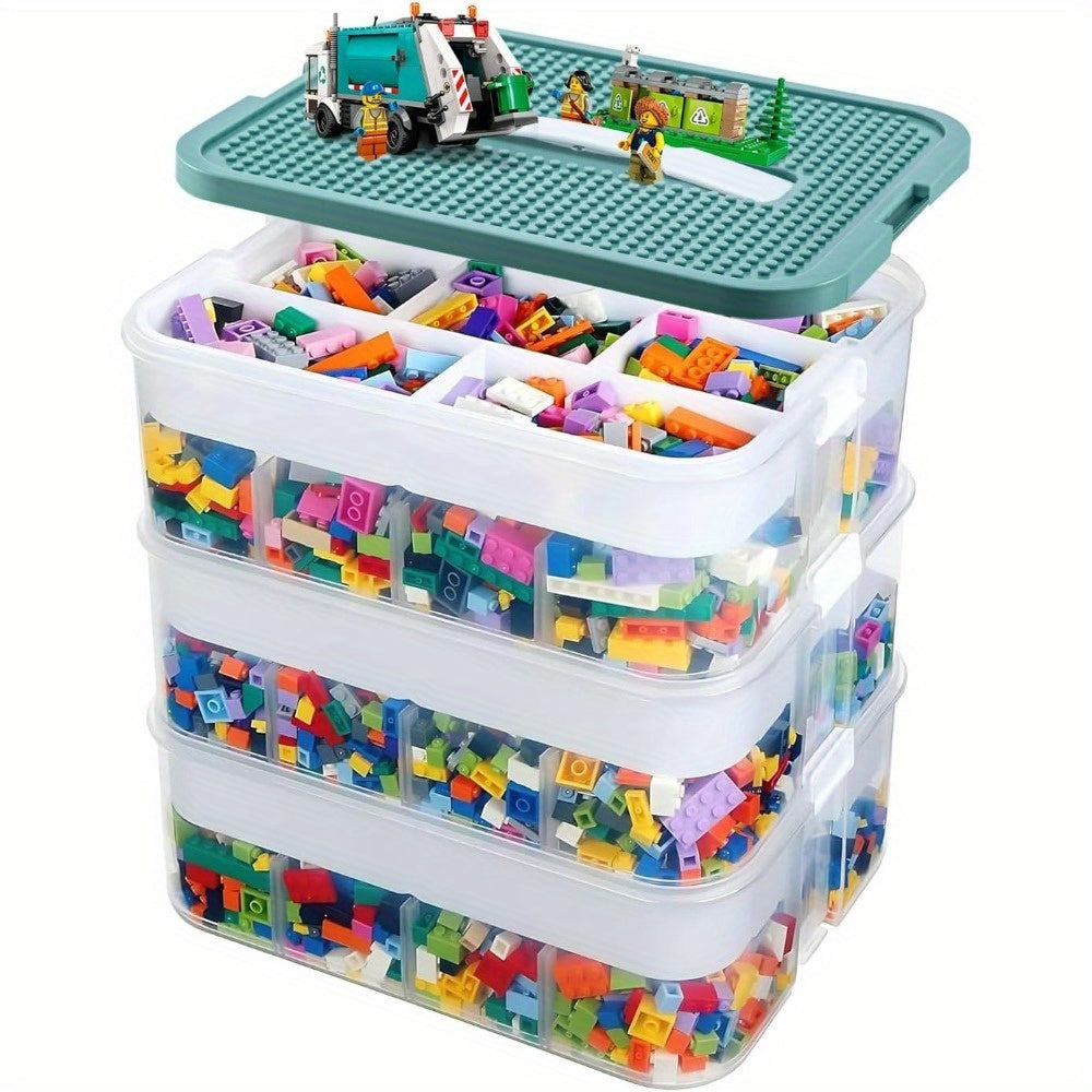 3 Tier Large Stackable Storage Box With Lids & Compartments Organiser
