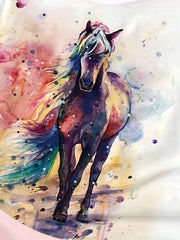Girls Horse Graphic Tie Dye T-shirt - Summer Clothes Gift