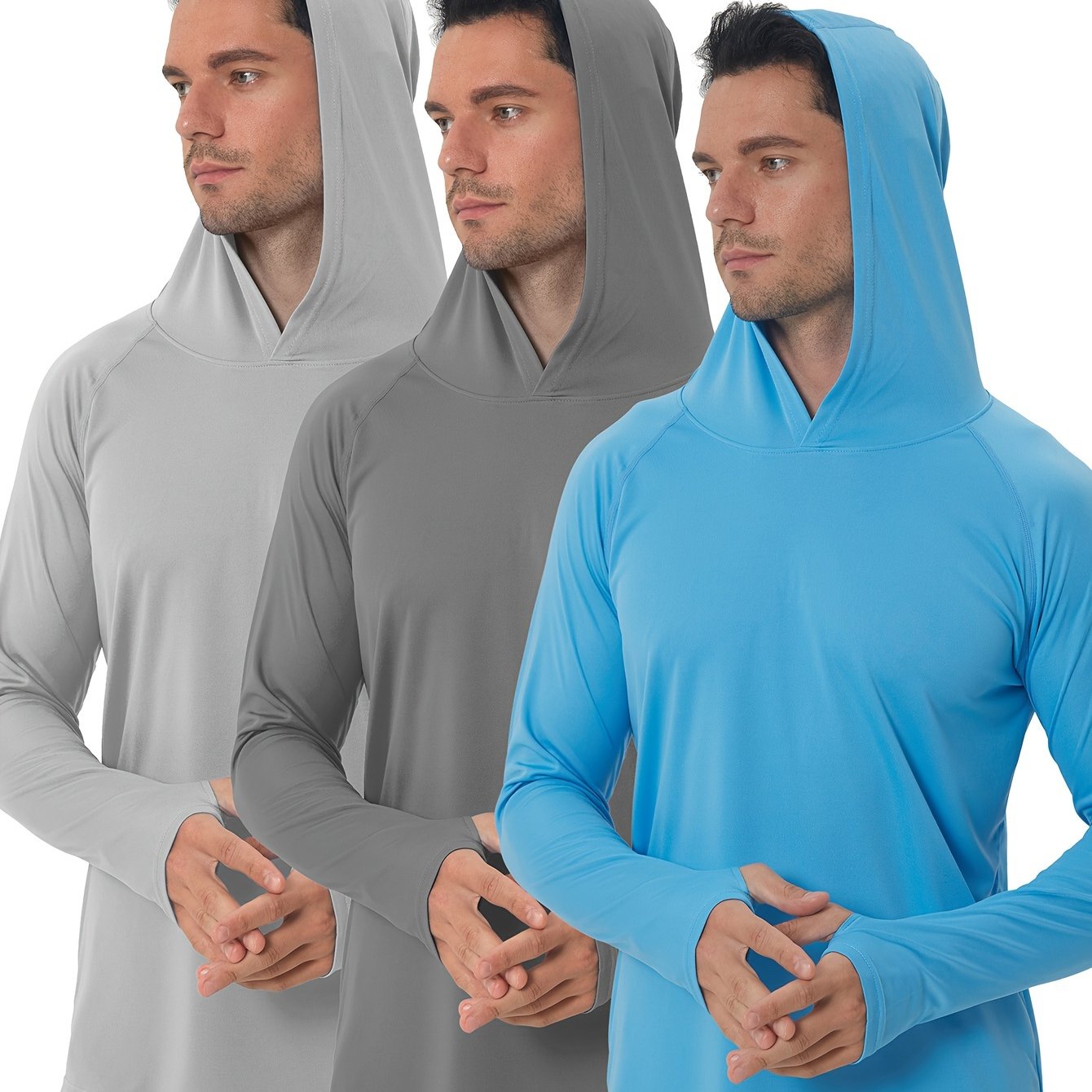 Men's UPF 50 Sun Protection Long Sleeve Hoodie for Outdoor Fishing