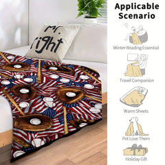 Baseball Gloves Baseball Bats Flannel Lightweight Warm Throw Blanket