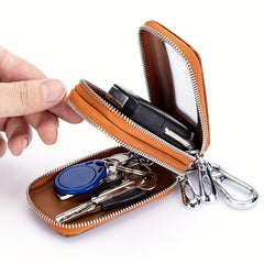 Cow Leather Double Layer Key Cover Car Interior Accessories