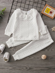 Girls Lace Trim Long Sleeve Sweatshirt & Jogger Pants Set