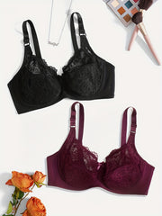 2 Pack Plus Size Lace Underwire Bra Set