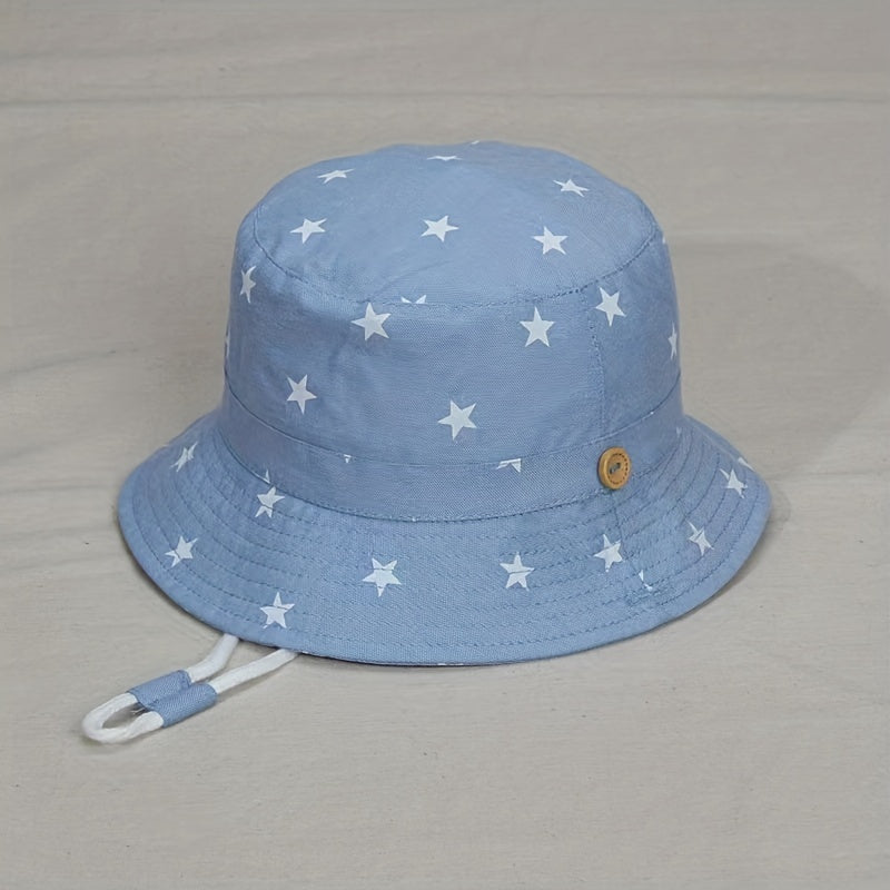 Baby Girls Star Denim Bucket Hat Sun Protection Hat