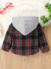 Baby Boys Plaid Shirt Hoodie for Spring and Autumn