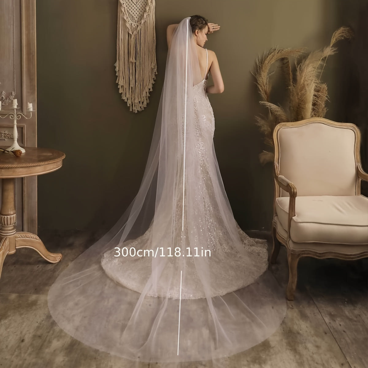 Romantic Lace Bridal Veil, Hand Washable Mesh, Short Hair Veil