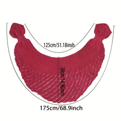 Knitted Triangle Shawl Wrap Fishtail Pattern Hollow Knitted Shawl