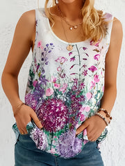 Floral Print Sleeveless Tank Top for Summer