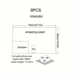 9pcs Christmas Wrapping Paper Gift Paper Christmas Party Supplies