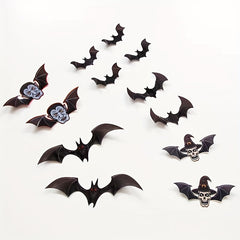12pcs Halloween Bat Stickers 3D Horror Window Decoration Set