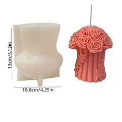 3D Flower Bouquet Candle Silicone Mold DIY Rose Basket Resin Molds