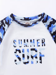 Boys Camo Surf Swimwear Set for Summer Beach Vacation