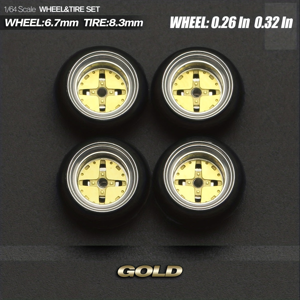 1:64 Scale Static Model Car for Modification Assembly Style All Metal Wheel Hub