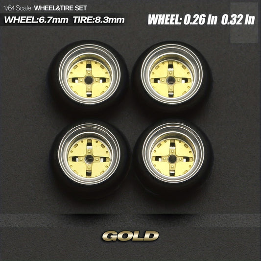 1:64 Scale Static Model Car for Modification Assembly Style All Metal Wheel Hub